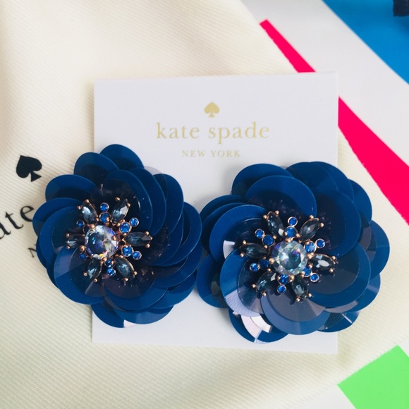 kate spade Jewelry - Kate Spade Snowy Nights Navy Statement Earrings